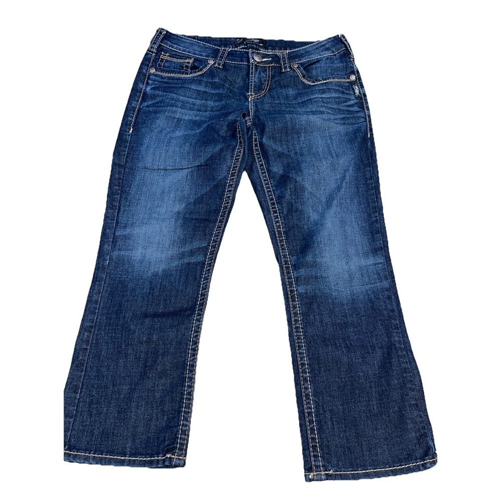 Silver Aiko Mid Capri Women's Size 29W‎ 22L Whiskered  Stretch